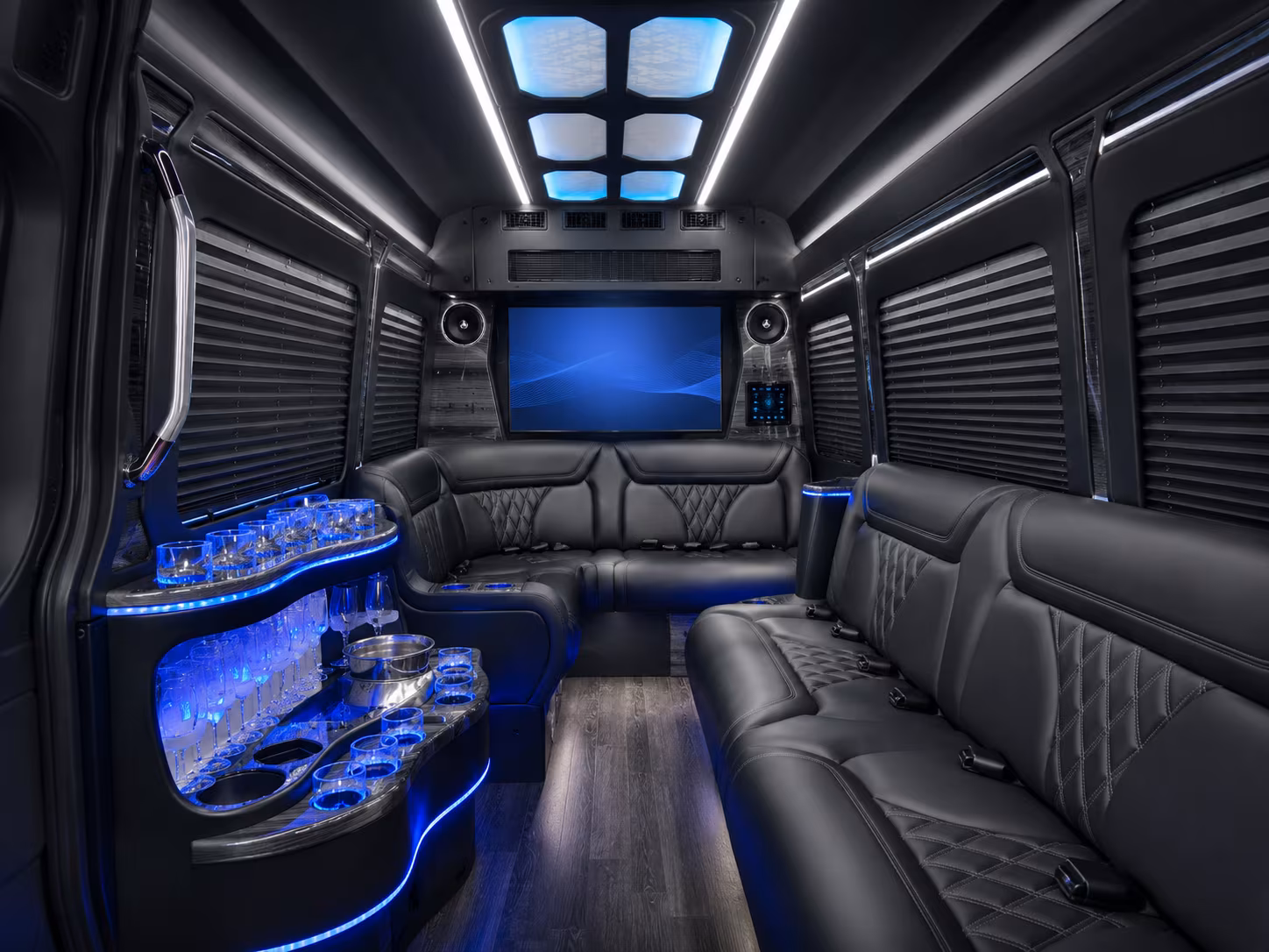 johnson city 25 passenger party bus inside