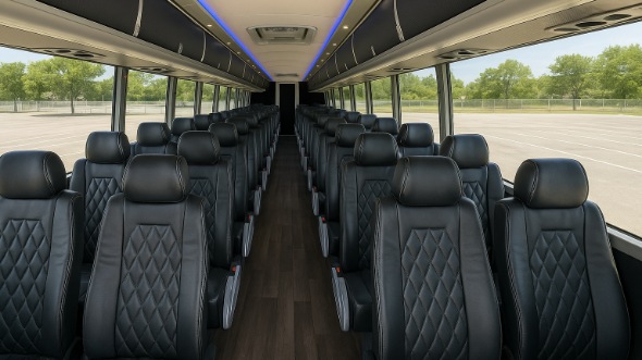 Interior of Charter Bus Company Hendersonville's 50 Passenger Charter Bus in Hendersonville