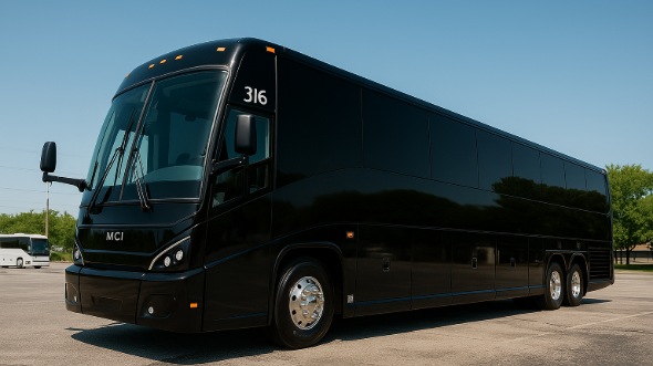 Exterior of Charter Bus Company Hendersonville's 55 Passenger Charter Bus in Hendersonville