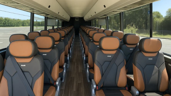 Interior of Charter Bus Company Johnson City's 55 Passenger Charter Bus in Johnson City