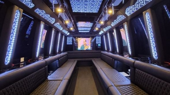 Interior of Charter Bus Company Knoxville's Party Bus in Knoxville