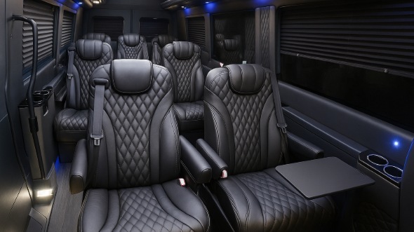Interior of Charter Bus Company Johnson City's Sprinter Van Rental With Driver in Johnson City